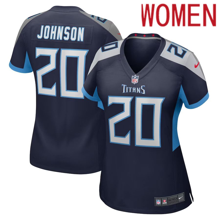 Women Tennessee Titans 20 Lonnie Johnson Nike Navy Game Player NFL Jersey